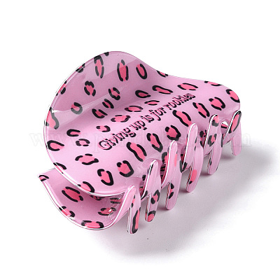 ヒョウ柄模様 PVC 爪ヘアクリップ 鉄パーツ ヘアアクセサリー女性