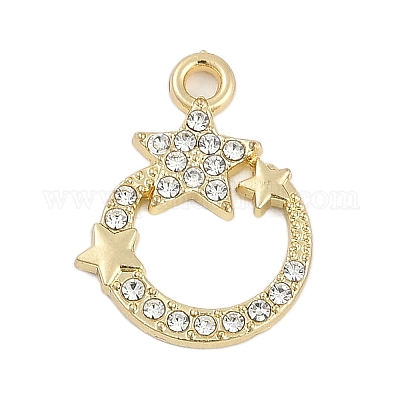 Rack Plating Alloy Micro Pave Rhinestone Pendants&nbsp;FIND-K020-05G-1