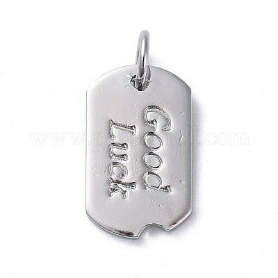 真鍮チャーム  長持ちメッキ  長方形  幸運を祈ります  18KGP本金メッキ  ミックスカラー  15x9x1mm  穴：3mm&nbsp;ZIRC-G160-57-1