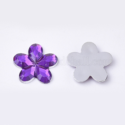 プラスチックカボション  花  青紫色  9x9.5x1.5mm  約5000個/袋&nbsp;KY-T012-01H-1