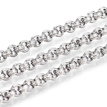真鍮リングリンクチェーン  溶接されていない  スプールで  プラチナ  5x2mm  約32.81フィート（10m）/ロール&nbsp;CHC-T018-35P-1