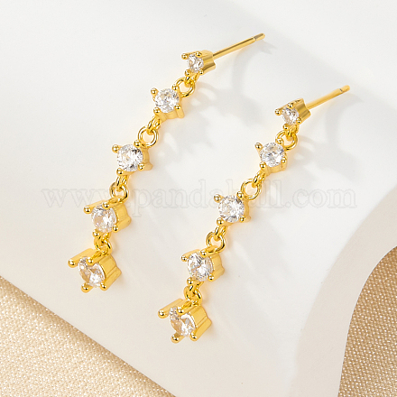 S925 Silver Stud Earrings with Zirconia and Tassel Design ML8666-4-1