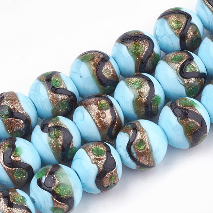 Handmade Gold Sand Lampwork Beads&nbsp;LAMP-T006-02J-1