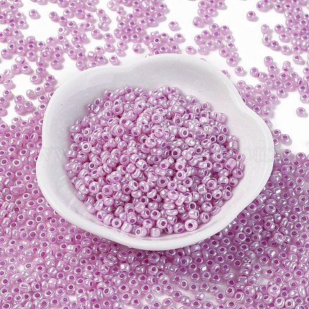 ガラスシードビーズ  セイロン  ラウンド  ミディアム蘭  8/0  3mm  穴：1mm  約10000個/ポンド&nbsp;SEED-A011-3mm-155-1