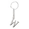 Alloy Keychains, with Split Key Ring, Platinum, Letter W, 90mm, Pendant: 35x31x3.8mm