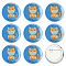 Tinplate Brooch, with Plastic Bottom & Iron Pin, Flat Round, Colorful, Dog Pattern, 58x4mm, 9pcs/set