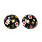 Handmade Millefiori Glass Cabochons, Half Round, Black, 16x6.5mm