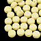 Opaque Acrylic Beads, Horizontal Hole, Mixed Letters, Flat Round with Letter, Random Letters, Champagne Yellow, 7x4mm, Hole: 1.5mm, about 370pcs/50g