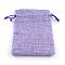 Burlap Packing Pouches Drawstring Bags, Medium Purple, 13.5~14x9.5~10cm