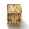 Brass Cubic Zirconia Beads, Cadmium Free & Nickel Free & Lead Free, Letter V, Square, Letter V, 9.5x9.5x9.5mm, Hole: 6mm