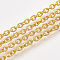 Brass Cable Chains, Textured, Unwelded, Cadmium Free & Nickel Free & Lead Free, with Spool, Oval, Real 18K Gold Plated, 5.5x4.5x1mm, about 32.8 Feet(10m)/roll