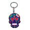 Plastic Pendant Keychain, with Iron Key Rings, Skull, Dark Slate Blue, Pendant: 5.7x4cm