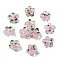 15PCS Handmade Lampwork Beads, Bumpy, Flower, Pink, 13.5x14.5x7mm, Hole: 1.4mm