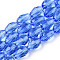 Glass Beads Strands, Faceted, Drop, Royal Blue, 12.5x8mm, Hole: 1mm, about 57~59pcs/strand, 26.38~26.77 inch