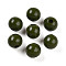 Painted Natural Wood Beads, Round, Dark Olive Green, 16mm, Hole: 4mm