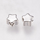 真鍮ビーズ  スター  プラチナ  4x4x2.5mm  穴：1mm&nbsp;X-KK-E735-26P-2