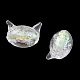手作り箔ランプワークビーズ  猫  透明  13.5x17.5~18x11.5~12mm  穴：1.8mm&nbsp;FOIL-Z002-01B-2