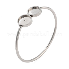 Tarnish Resistant 304 Stainless Steel Blank Bangle Bases with Flat Round Tray, Stainless Steel Color, Inner Diameter: 2-1/8 inch(5.4cm), Tray: 12mm