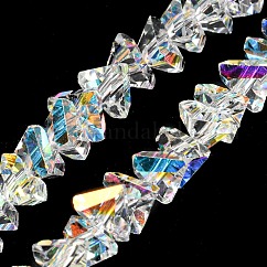 Electroplate Transparent Glass Beads Strands, AB Color Plated, Faceted Triangle, Clear, 6x6x3.5mm, Hole: 1.2mm, about 85~88pcs/strand, 10.43~10.82 inch(26.5~27.3cm)