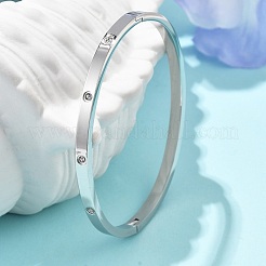 304 Stainless Steel Rhinestone Bangles for Women&nbsp;BJEW-Z092-05P