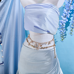 2Pcs 2 Styles Natural Mixed Shell & Alloy Starfish Tassel Chain Belts&nbsp;AJEW-PH0006-73