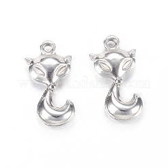304ステンレスペンダント  キツネ  ステンレス鋼色  18x9.5x3.5mm  穴：1.5mm&nbsp;STAS-N0014-09P