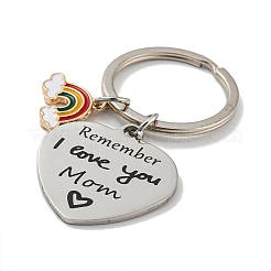 1Pc Mother's Day Gift 201 Stainless Steel Heart with Word Remember I Love You Mom Keychains&nbsp;KEYC-FS0001-11