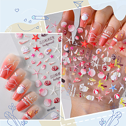 4Pcs 4 Styles Ocean Theme Self Adhesive PET Nail Art Stickers Decals&nbsp;MRMJ-SP0001-17