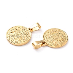 304ステンレスペンダント  フラットラウンド  ゴールドカラー  22x18x2mm  穴：4x6mm&nbsp;STAS-J036-017B-G