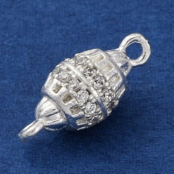 Brass Micro Pave Clear Cubic Zirconia Hollow Oval Connector Charms&nbsp;KK-A230-05A-S