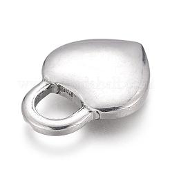 変色しない304ステンレススチールペンダント  ハートロック  ステンレス鋼色  20.5x15x3mm  穴：5x5.5mm&nbsp;X-STAS-H117-24P