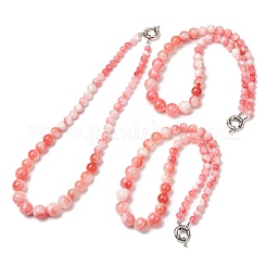 Dyed Round Natural Green Jade Graduated Beaded Necklaces&nbsp;GG-CBAA808-05P-C
