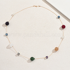 Geometric Acrylic Teardrop Cube & Iron Link Chain Long Necklaces for Women&nbsp;GF3300-1