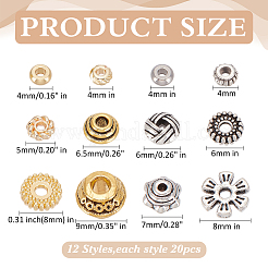240Pcs 12 Styles Alloy & Brass & 304 Stainless Steel Spacer Beads&nbsp;FIND-ME0001-49