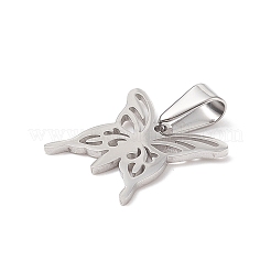 変色しない304ステンレススチールペンダント  蝶  ステンレス鋼色  16x18x1mm  穴：7x3.5mm&nbsp;LS-STAS-I135-32P-01