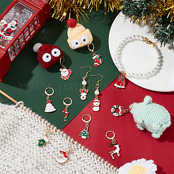 Alloy Enamel Christmas Theme Pendant Locking Stitch Markers&nbsp;HJEW-AB00085