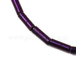 電気メッキされた天然溶岩岩ビーズ連売り  コラム  パープルメッキ  9x3mm  穴：1mm  約43個/連  15.75''（40センチメートル）&nbsp;G-K388-03A-10