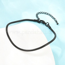 女性用304ステンレススチールスネークチェーンブレスレット  イオンプレーティング（ip）  長持ちメッキ  ブラック  8.27インチ（21cm）  テールチェーン：約50×長&nbsp;BJEW-H643-01EB
