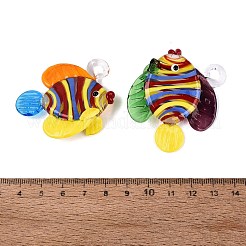 手作りランプワークペンダント  渦巻き模様の魚のチャーム  ミックスカラー  40~47x46~51x18~23mm  穴：4~6mm&nbsp;LA-N048-08