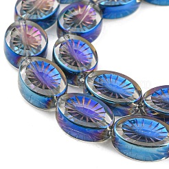 電気メッキガラスビーズセット  フルメッキ  花とオーバル  ブルー  14x10.4x4.8mm  穴：1.2mm  約45個/連  25.04インチ（63.6cm）&nbsp;EGLA-G037-13A-FP02