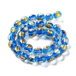 手作りランプワークビーズ  金銀箔付き  オーバル  ドジャーブルー  11.5~12x11~11.5mm  穴：1.8~2mm&nbsp;LAMP-H065-01M