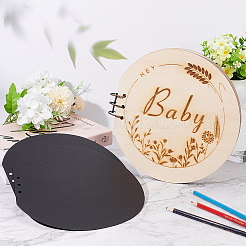 Round Wooden Cover Baby Scrapbook DIY Binder Photo Album&nbsp;DIY-WH0349-113A