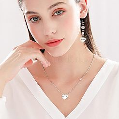 母の日のテーマ  304ステンレススチールチャーム  ワード「mom」を刻まれるハート  ステンレス鋼色  13x14x1mm  穴：1.5mm  20個/箱&nbsp;STAS-UN0018-99P