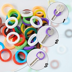 50個 10色 プラスチック 滑り止め 防水 再利用可能 キースリーブ  キー識別子のキャップ  リング  ミックスカラー  24x4.5mm  内径：16mm  5個/カラー&nbsp;AJEW-DC0001-73