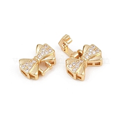 Brass Micro Pave Clear Cubic Zirconia Fold Over Clasps&nbsp;KK-C075-41G