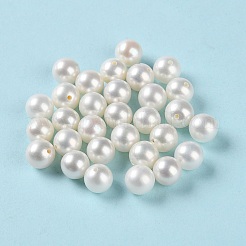 天然な培養された淡水パールビーズ  片穴  グレード4 A  ラウンド  ホワイトスモーク  6~6.5mm  穴：0.9mm&nbsp;PEAR-E020-01G