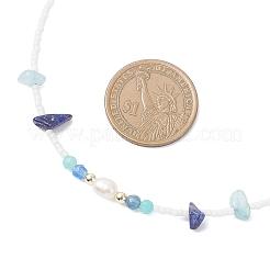4Pcs 4 Styles Faceted Round and Chip Mixed Gemstone & Natural Cultured Freshwater Pearl & Glass Seed Baeded Necklaces for Women&nbsp;NJEW-JN05602