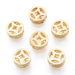 真鍮ビーズ  ニッケルフリー  銅の現金  18KGP本金メッキ  6x2.5mm  穴：1.2mm&nbsp;KK-N259-55A-01