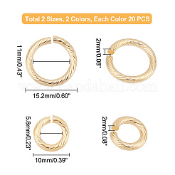 40個2スタイル304ステンレススチールオープン丸カン  ラウンド  ゴールデン·ステンレス鋼色  10~15.2x2mm  内径：5.8~11mm  20個/スタイル&nbsp;STAS-DC0003-56