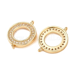 Brass Micro Pave Clear Cubic Zirconia Connector Charms&nbsp;CU-CBA4579-11G